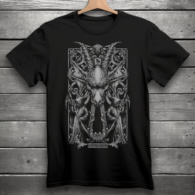 Capricorn Zodiac Sign Goth Skull Unisex Black T-Shirt S-3XL
