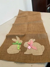 JUTE BURLAP TWINE EASTER RABBIT BUNNY TABLE RUNNER COUNTRY CHIC TABLE COVERING