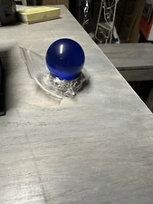 Amlong Blue Crystal Ball With  Silver Eagle Stand