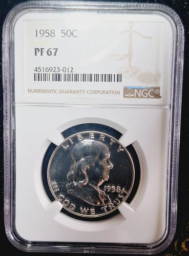 1958 NGC PF67 FRANKLIN HALF DOLLAR Absolute Brilliant Luster(Should Be a 69)