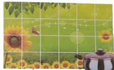 Stove Backsplash Sticker/ Wall Decal 35.5" x 23.5" YELLOW SUFLOWERS ON GREEN