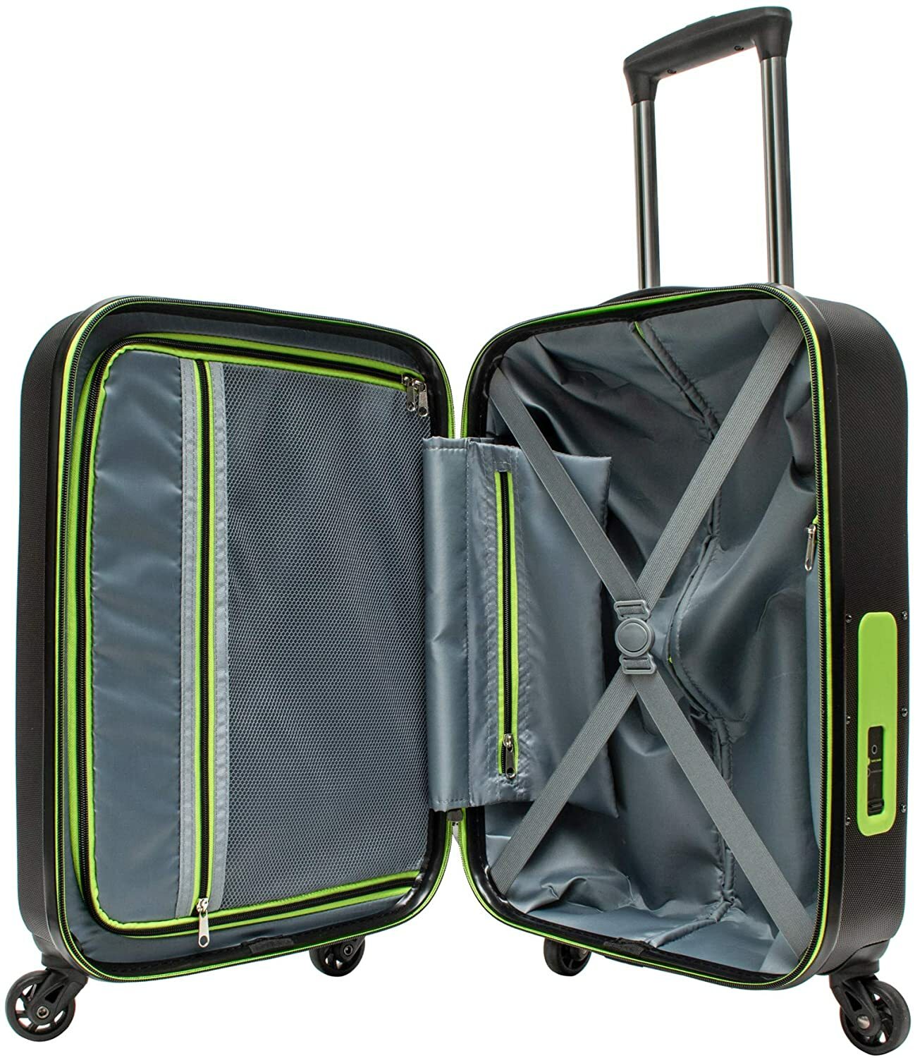 New! Black 20" Swiss Suitcase built-in Battery Charger Hardside Carry-on Spinner