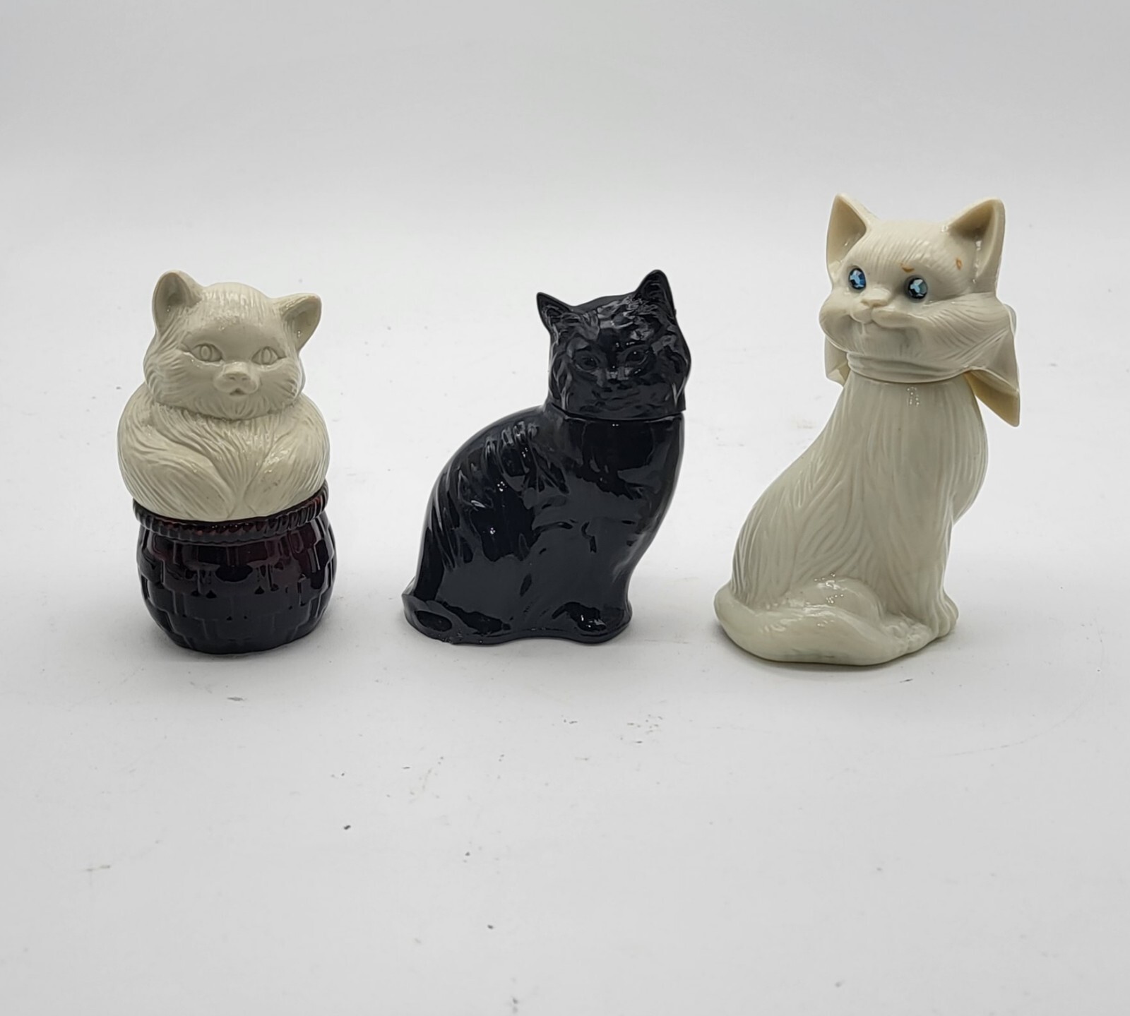 Avon Cat Perfume Bottles Lot Set Of Two Collectible Black and