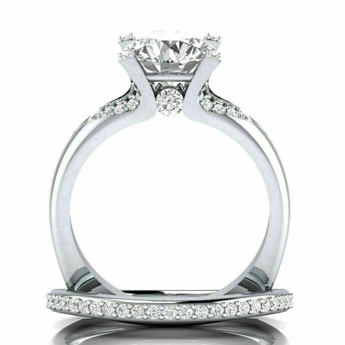 3Ct Round Cut Lab-Created Diamond Engagement Bridal Ring 14K White Gold ...