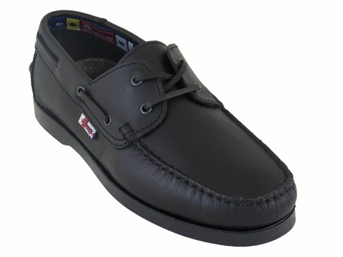 Damas Beppi Magníficos Cuero Barco Cubierta Zapatos Suela Antideslizante Negro UK2 EU35 - Imagen 3 de 4