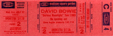 DAVID BOWIE 1983 SERIOUS MOONLIGHT TOUR UNUSED MSG CONCERT TICKET / C4 ORCHESTRA