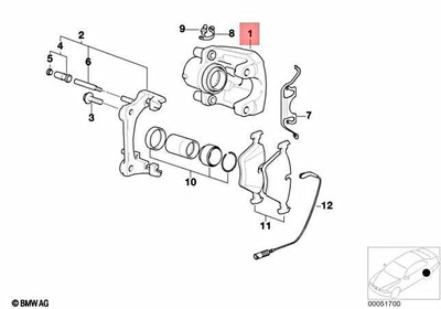 2001-2006 BMW M3 Left Rear Brake Caliper & Bracket 34212282195 E46 