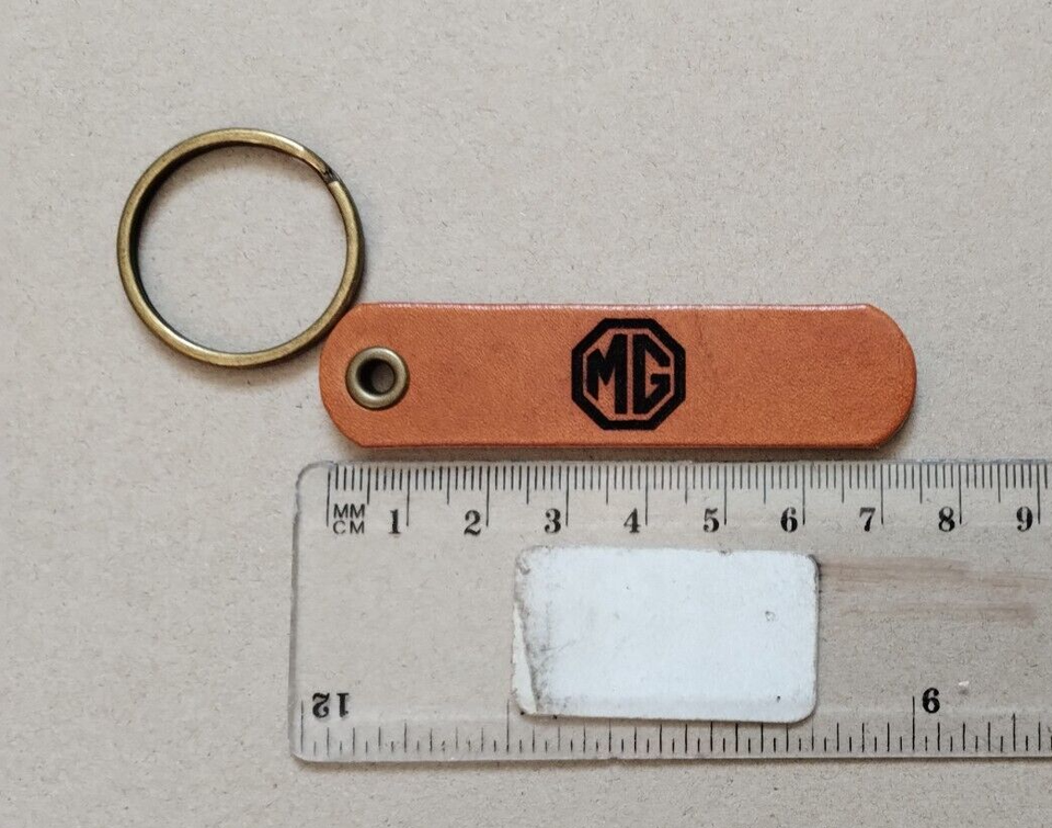 MG Car Logo Hand Made Laser Engraved Small Strong Leather Key Fob Tag