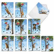 20 Asst'd Graduation Cards 4x5.12" with Envelope(10 Designs) Tree Animals