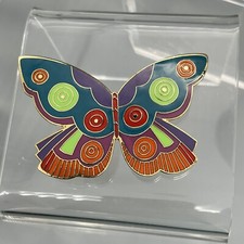 RARE LAUREL BURCH Art Deco SUMMER BUTTERFLY Colorful Enamel XL BELT BUCKLE VTG
