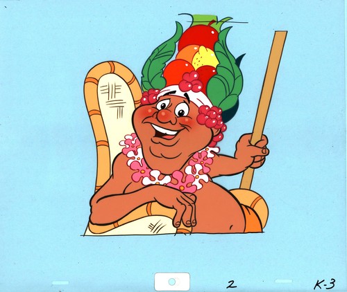 FRUIT ISLAND CEREAL KING GRANDIOS BUNT HANDBEMALT ORIGINAL ANIMATION CEL - Bild 3 von 3