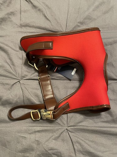 New With Tag Tommy Hillfiger Red Small Dog Harness Neck 15” Chest 17” - Picture 5 of 8