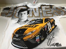 Erik Jones  #20 Nascar 2018 White Total Print Short Sleeve T-Shirt  Size3XL