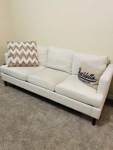 3 Cushion Modern Living Room Furniture Sofa in Beige Fabric - Picture 2 of 2