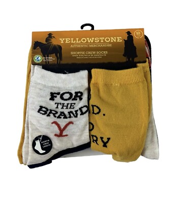 Yellowstone 4-10 Paramount Yellowstone Women's Graphic Crew Socks, 10-Pack,