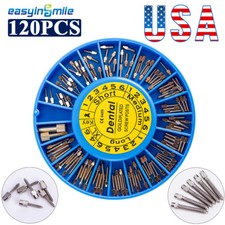 120pc Dental Screw Post Completed Kit Silver stainless Endodontic Conical Pins