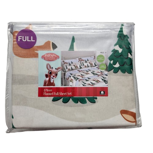 Rudouph the RED-NOSED REINDEER Christmas Flannel Sheet Set Full Size 4 Pc Set - 第 1/6 張圖片