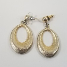 Vintage Beautiful 90's Gold Tone Fashion Large Thick Hoop Dangle Earrings 1  