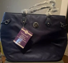 Joy Mangano Navy Zippered Tuff Tech Tote NWT (24155)