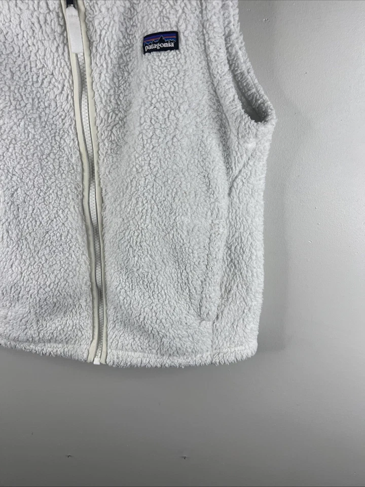 Patagonia Fleece Youth Large White Full Zip Vest Shearling Deep Pile Girls A40 - Изображение 2 из 4