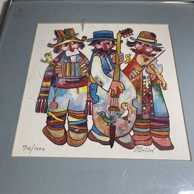 Jovan Obican Signed Lithograph ''The Three Musicians'' 1994 710/1000 Art
