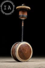 Vintage Oak Veneer Rollodor Self-Standing Ashtray