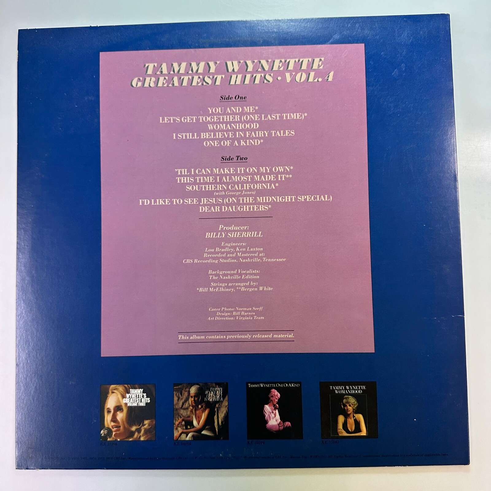 Greatest Hits Vol 4 IV LP Record Vinyl Tammy Wynette Epic 35630