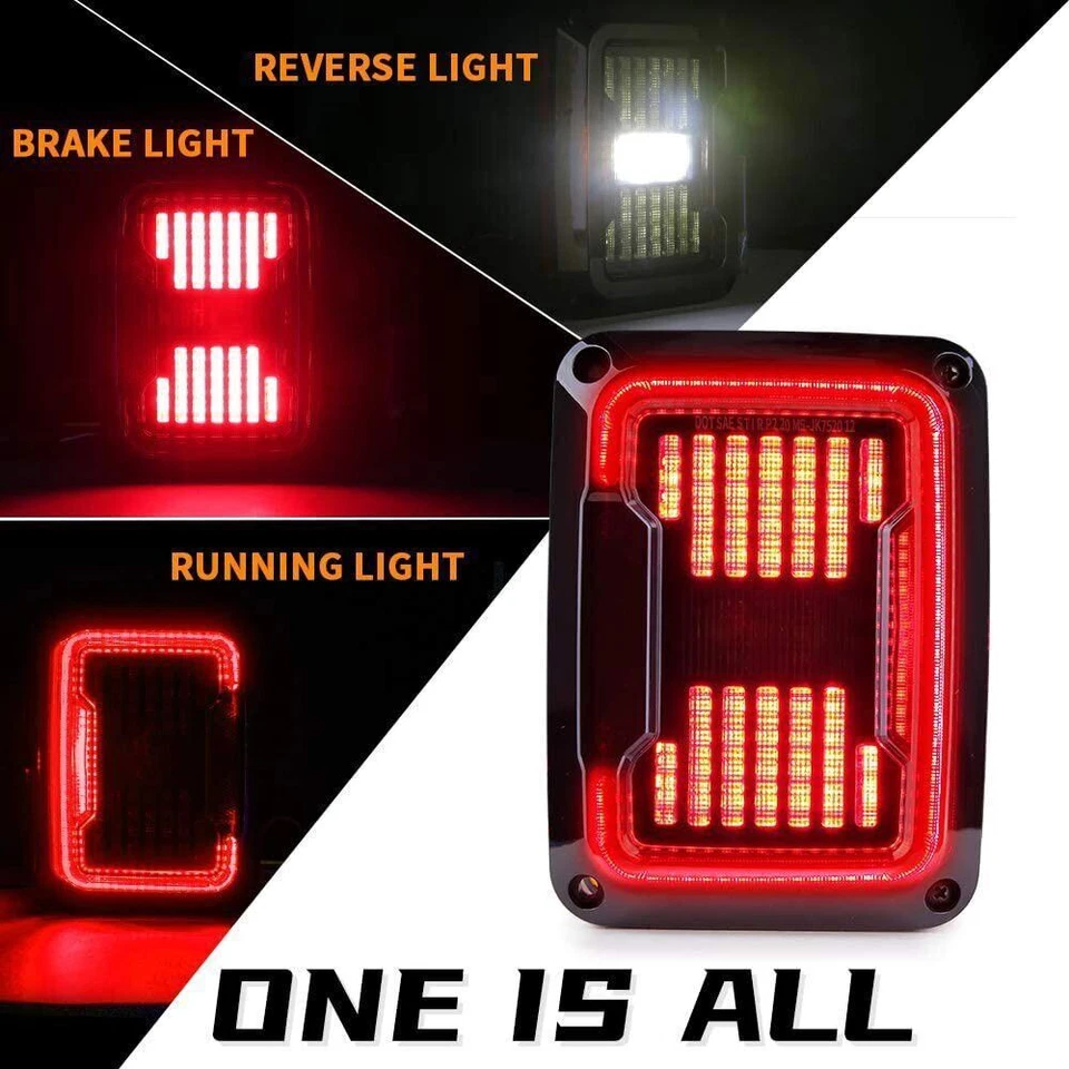 For Jeep Wrangler JK 2007-2018 LED Tail Lights Rear Brake Turn Signal Lights - Image 3 of 4