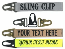 Custom Embroidered 6" Sling Clip with GLOW Embroidery. Luggage/Crate/Keyring Tag