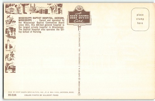 Mississippi Baptist Hospital, Jackson, MS - Vintage Deep South Chrome Postcard - Picture 2 of 2