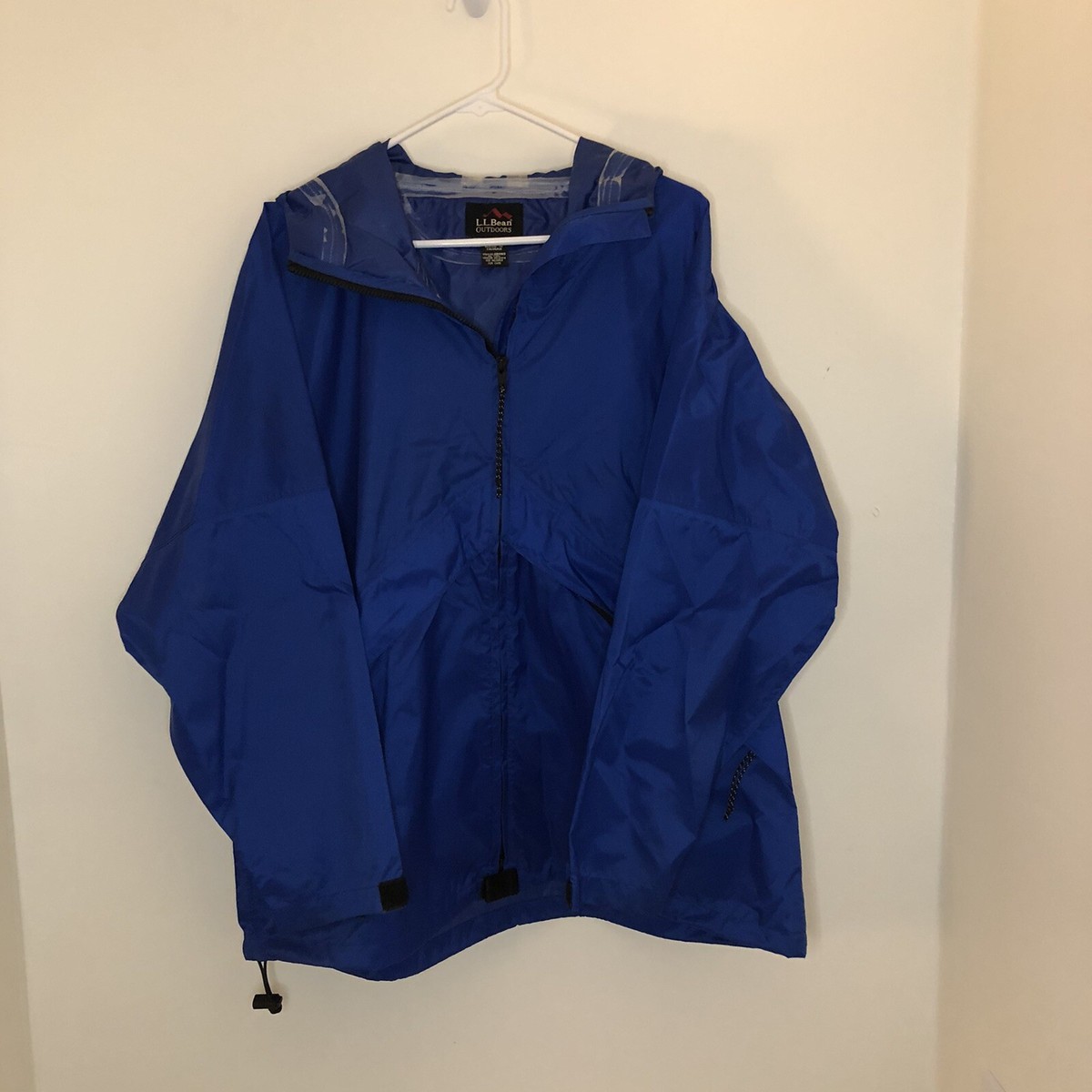 小物 LL bean nylon long coat jacket vintage LL Bean Coat Size Large Men's Blue Hooded Jacket Made In USA