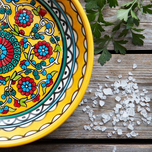 Ceramic Small Palestine Yellow Floral Round Dish - Picture 4 of 4