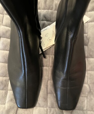 New Mango Ltd Edt Black Leather Ankle High Boots Size EUR 36