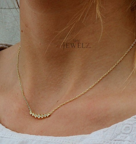 14K Gold 0.18 CT VS/F-G Diamond Multi Rhombus Pendant Necklace - The Jewelz - Picture 5 of 5