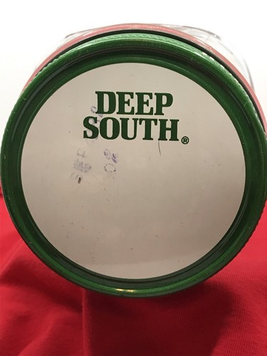 Vintage Deep South KC Clear Glass Pint Mason Square Glass Jar w Green Metal Lid - Picture 2 of 17
