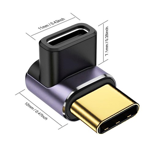 100W USB4.0 40Gbps 90 Degree USB Type C Male to USB-C Extender{ Female H4M8 - Picture 4 of 8
