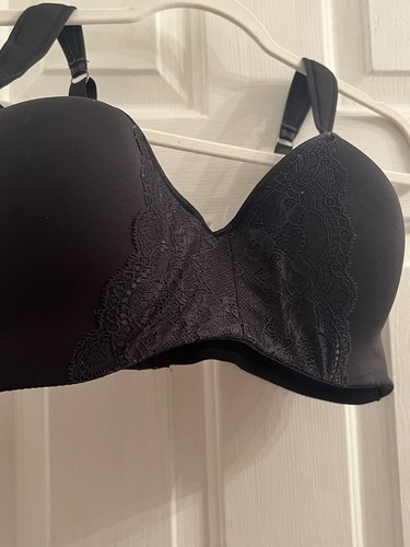 Size 40d Plus Full Figure Underwire Bra Black Lace Design Middle Thick Straps - Picture 3 of 10