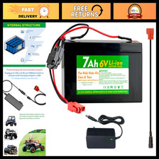 6V 7Ah Li-ion Battery Pack  Charger for Kids Ride-On Cars, ATVs, Fire Trucks