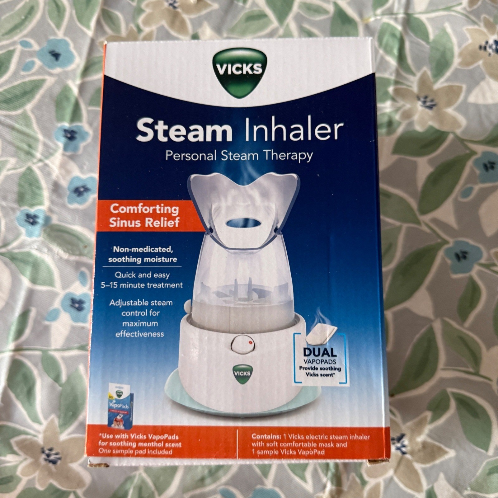 NEW Vicks Personal Steam Inhaler Sinus Relief Electric Mist Mask V1200 White Blu