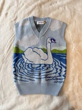House Of Sunny Swan Vest Top Graphic Sweater Vest Rare Retro Women’s Size UK 6