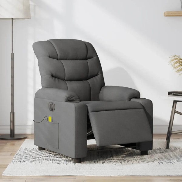 Massagesessel Elektrisch Dunkelgrau Stoff Relaxsessel Mit Shiatsu Funktion-image
