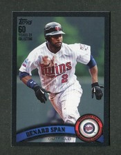 Denard Span Twins Rookie 2011 Topps BLACK Baseball Card #83 RC Serial #d 48/60. rookie card picture