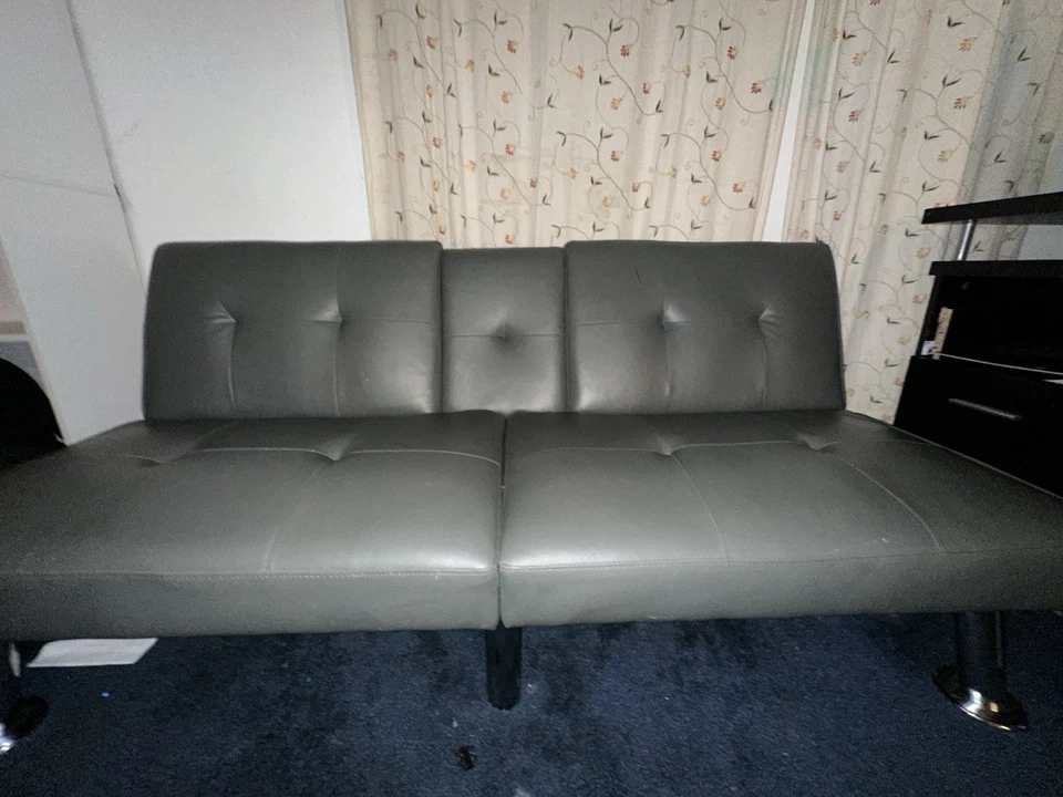 Sofá cama convertible moderno imitación cuero juego de 2 muy buena calidad Foto 3 de 4