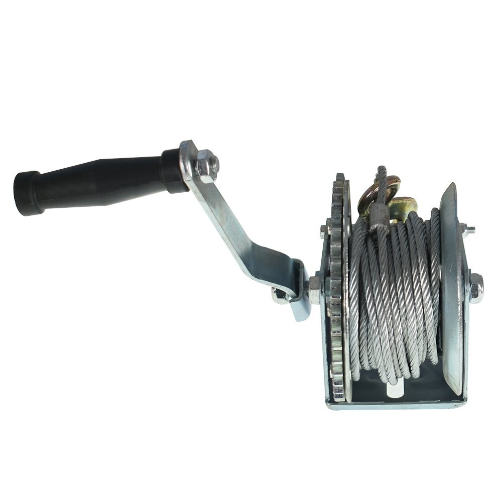1500 lbs Capacity Hand Crank Winch Gear Winch with 10m (32ft) Cable Rope