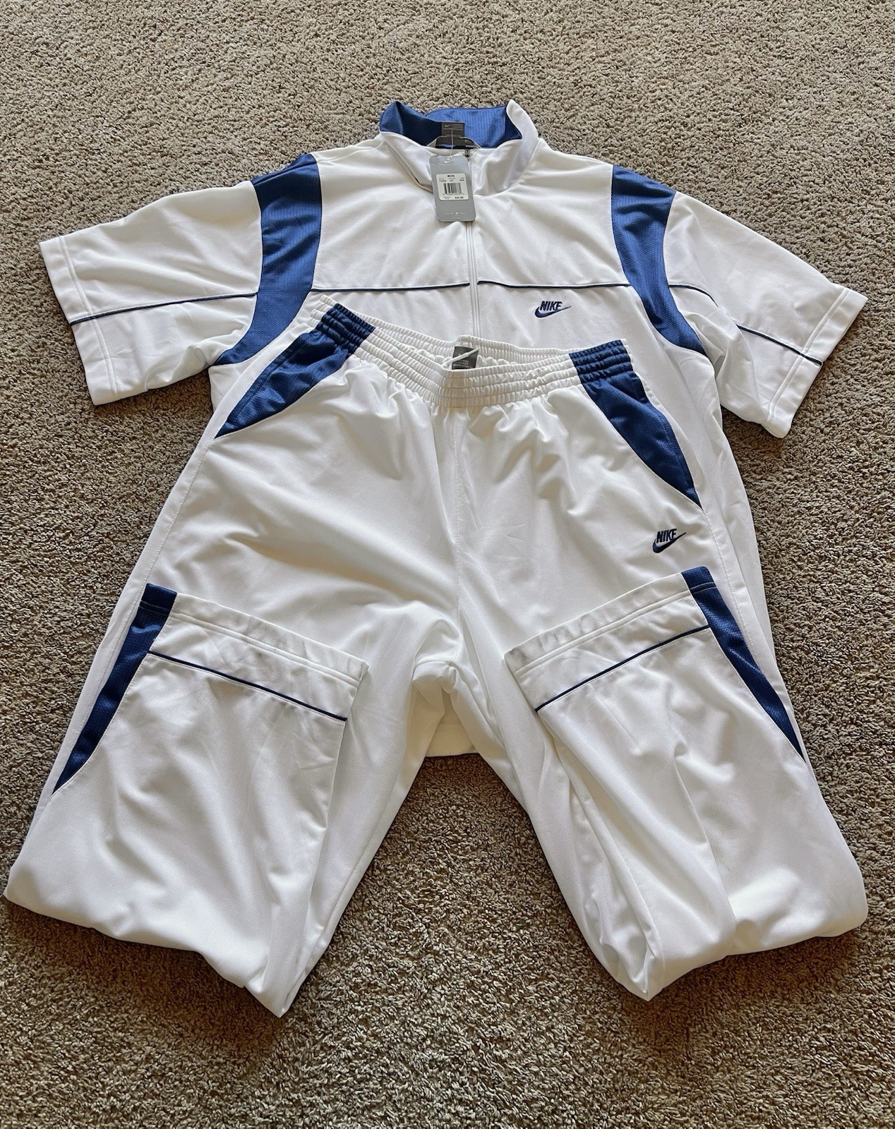 Nike Mens Warmup Suit Men 3XL White Swoosh Vintage Gray Tag Y2K