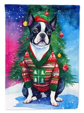 Caroline's Treasures Boston Terrier Christmas Garden Flag DAC3383GF