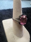 Vintage Sarah Coventry Mounted Pink Gemstone Sterling Silver Ring Size 4.5(205)