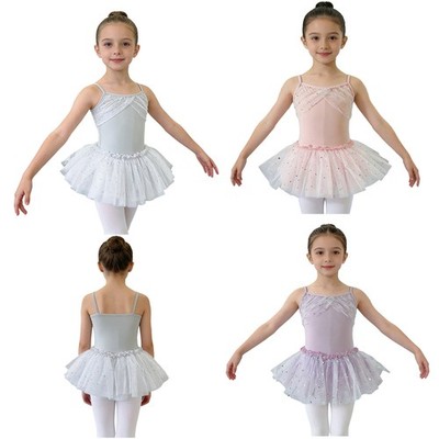 Kids Girls Leotard Dress-Up Ballet Ice Skating Tutu Dress Photoshoot Dance