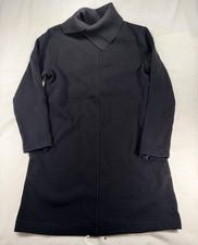 Athleta Black Cowl Neck Long Sleeve Fleece Sweater Dress Zipper Knee S