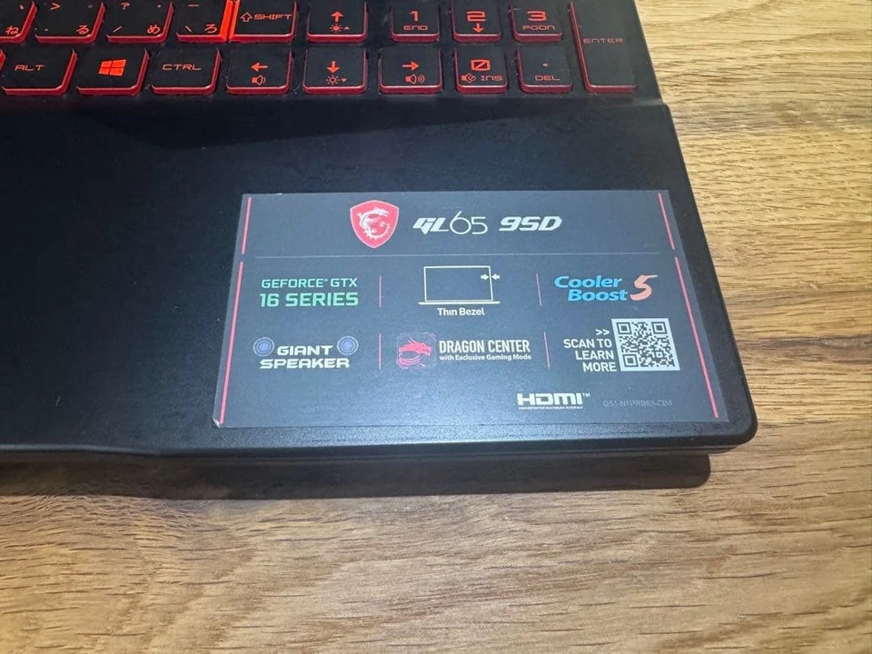 MSI GL65 15.6" FHD Gaming Laptop Intel i5-9300H 16GB RAM 256GB SSD+1TB HDD - Image 4 of 4